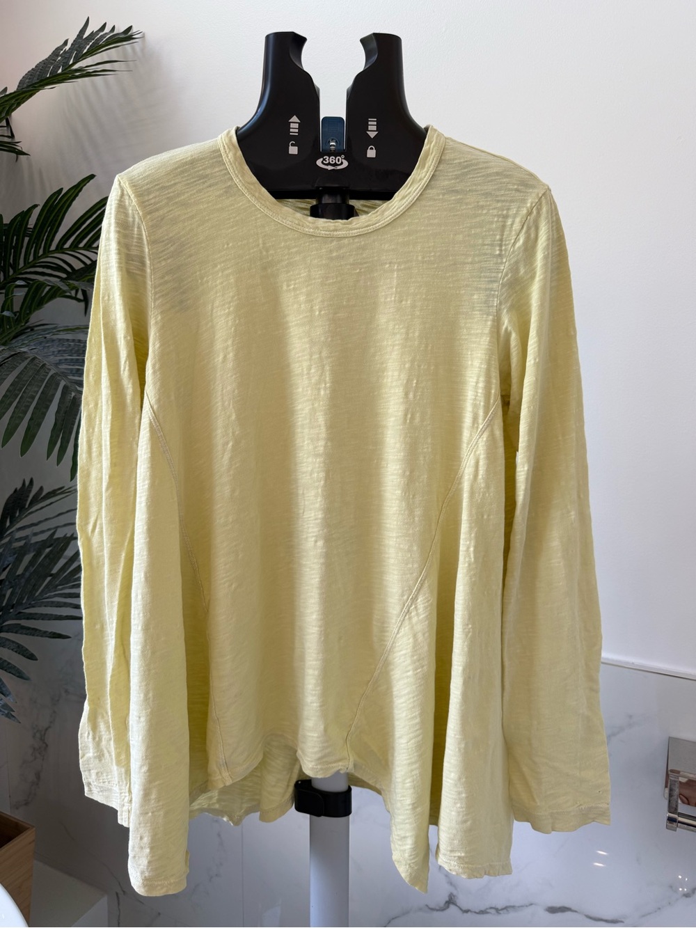 100% Cotton Wilt Soft Yellow Long Sleeve Crewneck Top